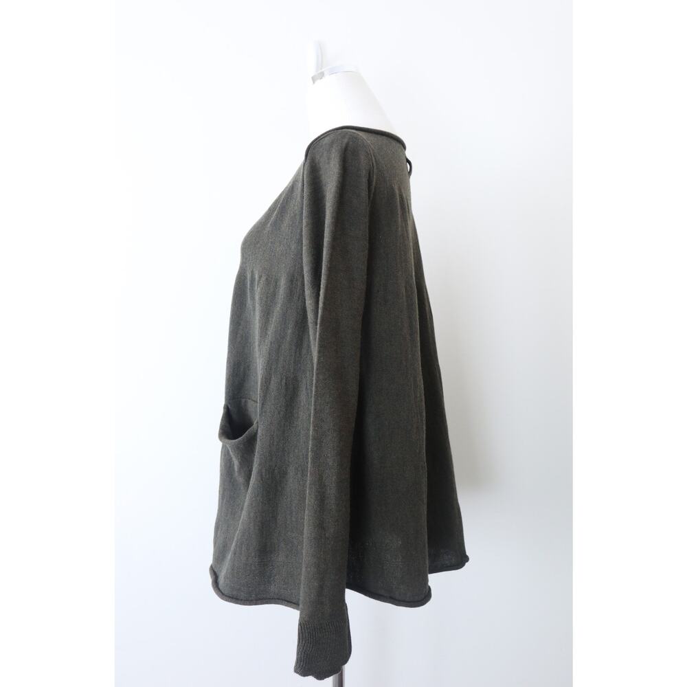 Hannes Roether Size M Merino Wool A-Line Sweater Tunic Pockets Green - Picture 7 of 14
